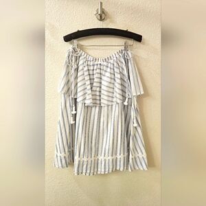 Strapless Striped Blue and White Women's Beach Dress